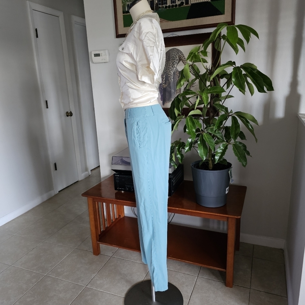 Tommy Bahama vintage silk blue chic soft tropical straight leg pants Size 4 - Picture 5 of 8